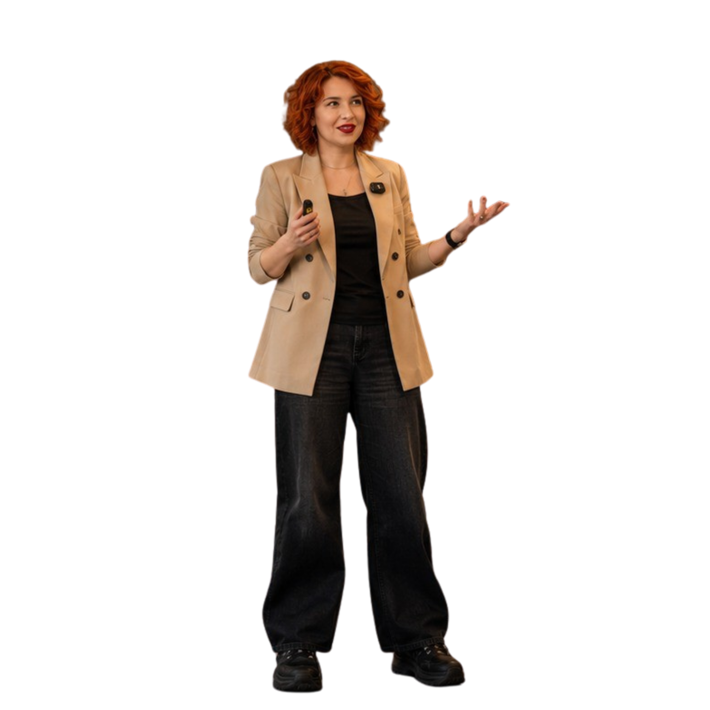 Raluca Păduraru, trainer de AI fluency și facilitator, susținând o prezentare despre inteligență artificială și viitorul muncii
